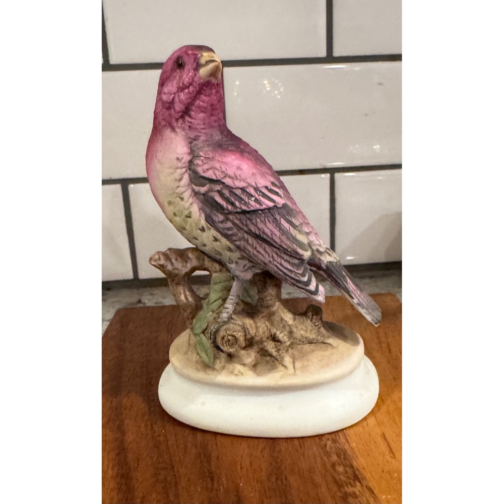 Lefton China House Finch Figurine Hand Painted Porcelain Pink Bird KW4206
